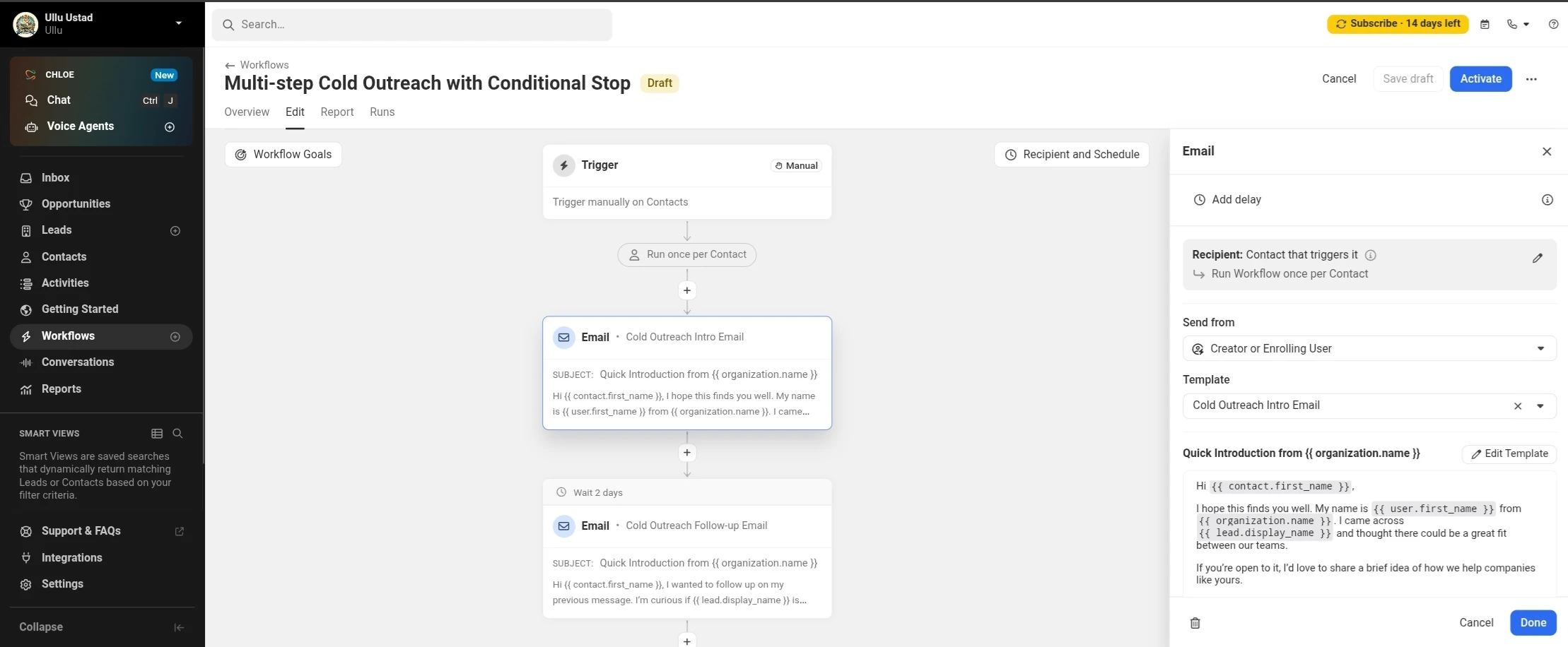 Close CRM Workflow