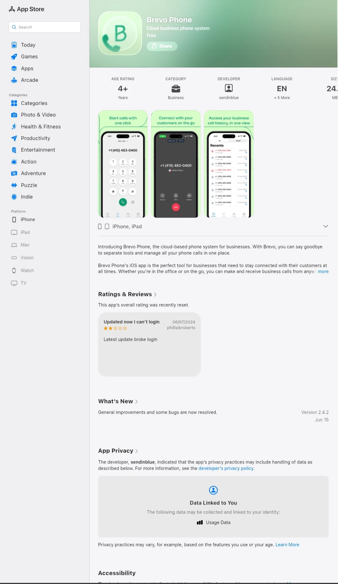 Brevo Phone iOS
