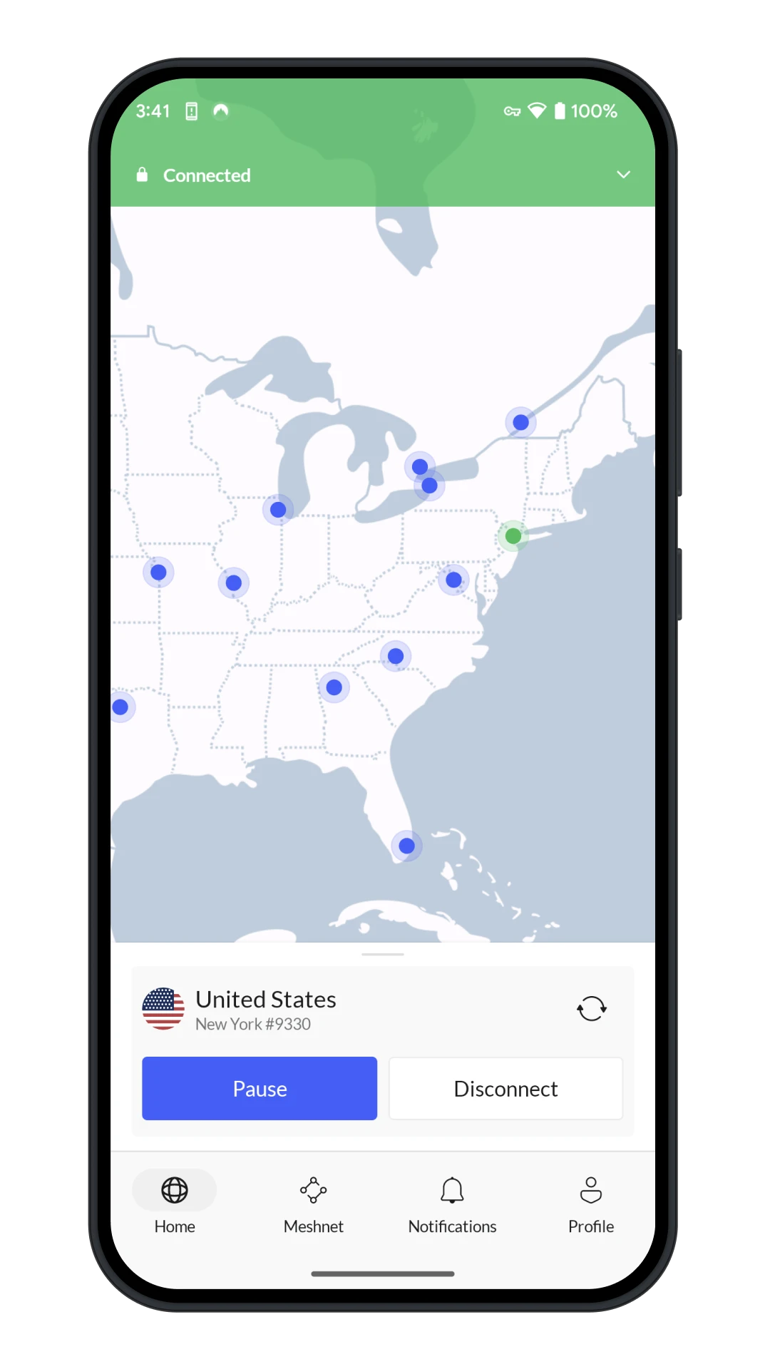 NordVPN Mobile Connected