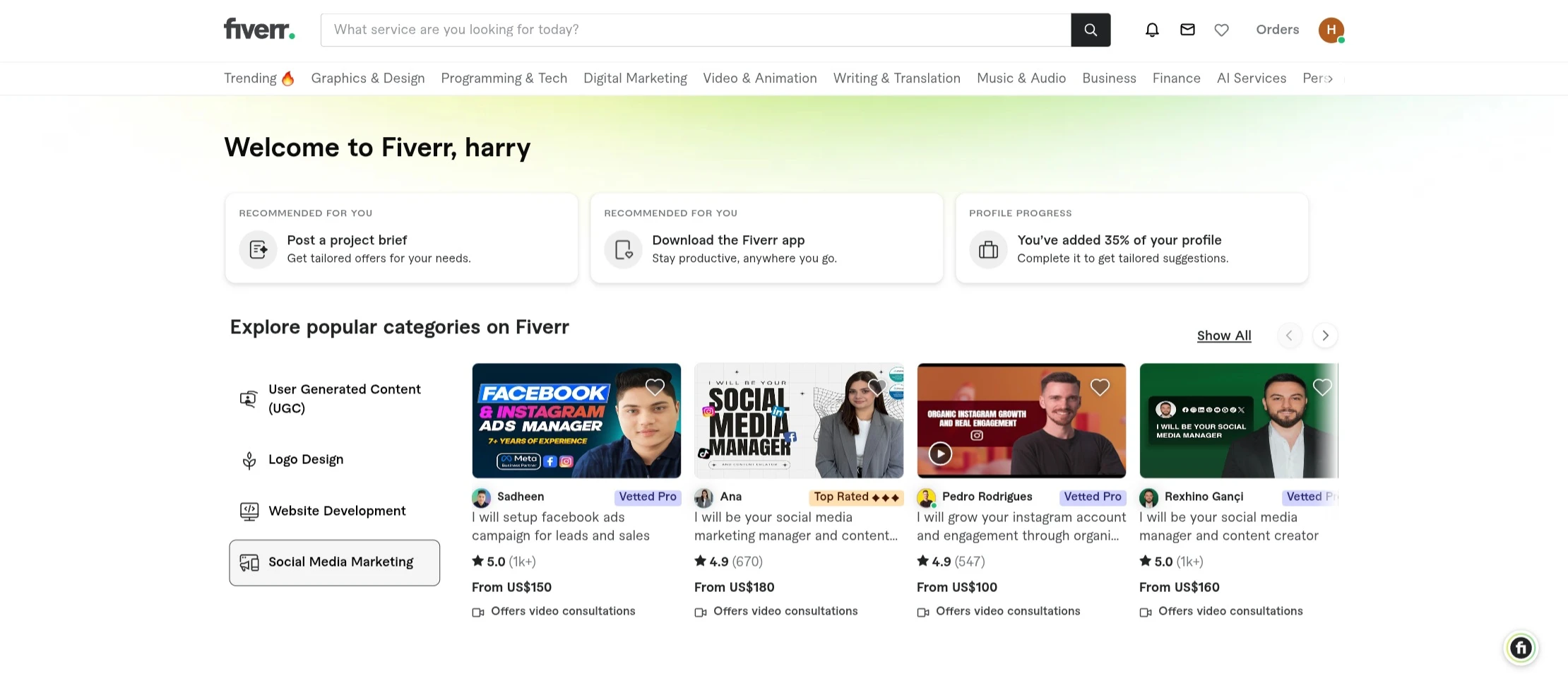 Fiverr Dashboard