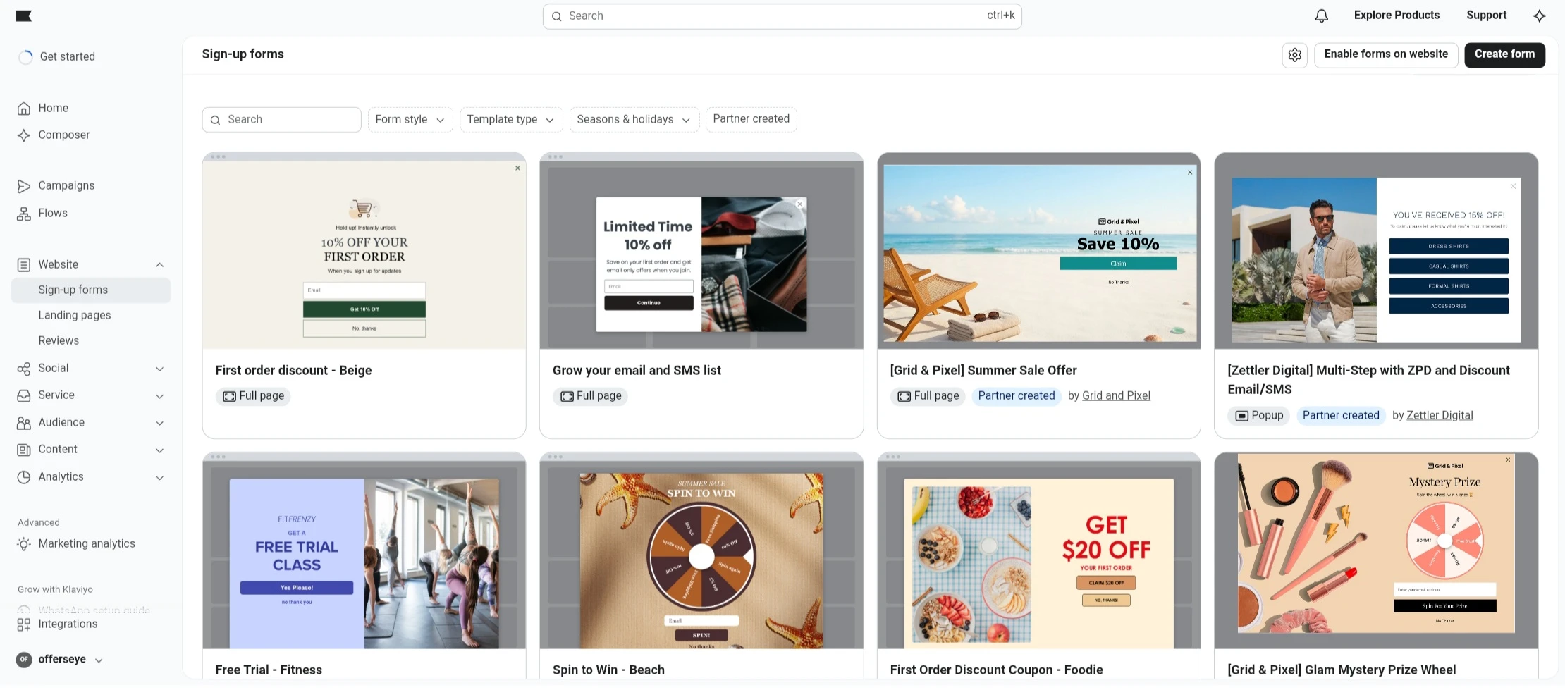 Klaviyo Forms and Templates