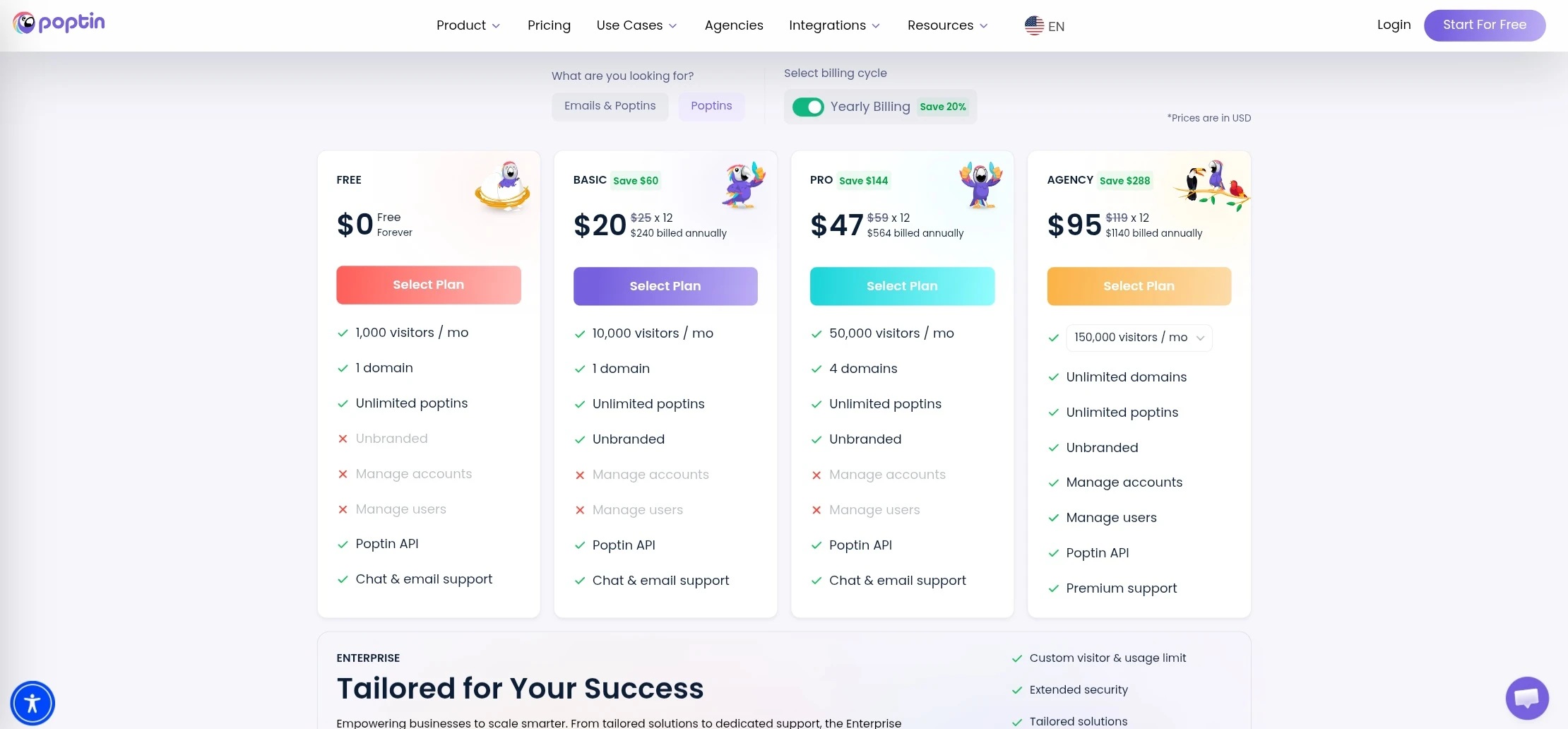 Poptin Popup Builder Pricing Plans